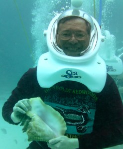 Tom Marcoux enjoys helmet diving, walking on the ocean's floor.